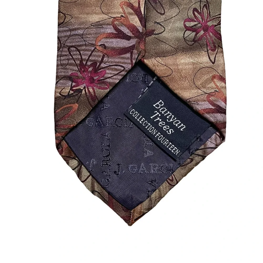 J. Garcia Mens Tie Banyan Trees Collection 14 Multi-Floral Pattern‎ Silk 60X3.75